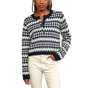 NWT La Ligne Courchevel Henley Merino Wool Knit Sweater size Large